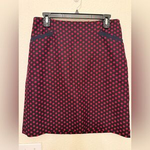 Talbots Red and Black Polka Dot Pencil Skirt